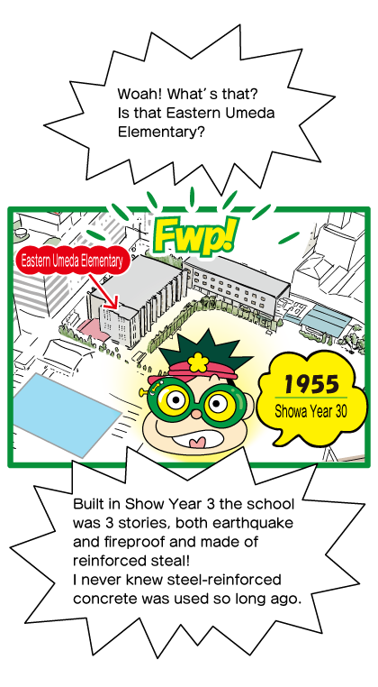 Cartoon on the history of The site of the former Umeda Higashi Elementary School 3